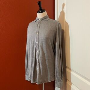 Eleventy Men’s Regular Fit Gray Cottton Jersey Button Down Dandy Dress Shirt
